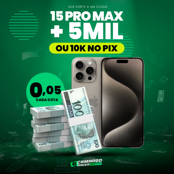 IPHONE 15 PRO MAX + R$ 5.000 NO PIX